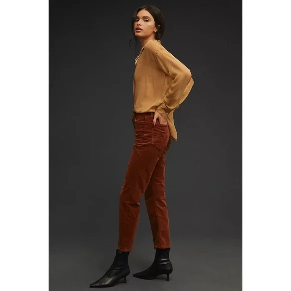 Anthropolgie x MOTHER The Tomcat High-Rise Straight Corduroy Jeans Hopscotch